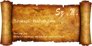 Szanyi Malakiás névjegykártya